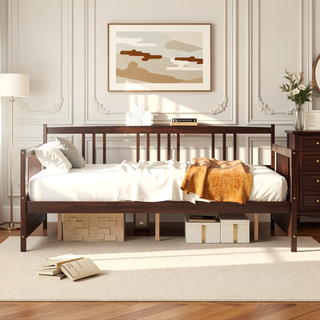 Sunvega Espresso Full Size Daybed with Support Legs and Storage Space