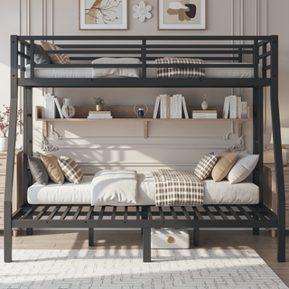 Sunvega Twin over Full Bunk Bed with Noise Reduction and Underbed Storage for Teens and Adults