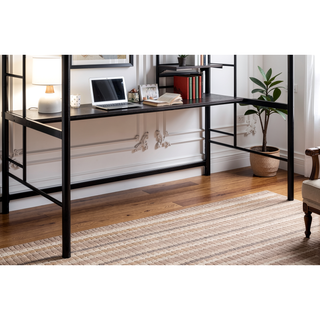 Sunvega Black Metal Twin Bunk Bed with Ladder Workstation and Guard Rails