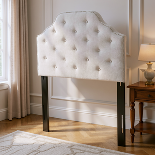 Sunvega Modern Button Tufted Upholstered Headboard with Nailhead Trim and Adjustable Legs