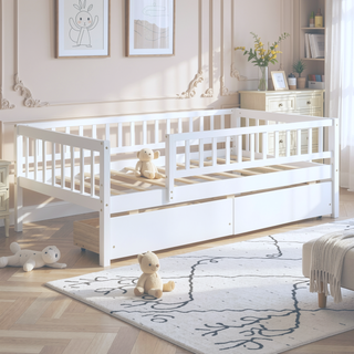 Sunvega Twin Size Daybed with Two Drawers Made of Solid Pine Wood