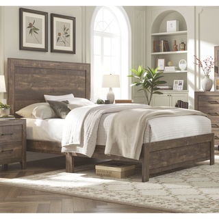 Sunvega Natural Finish Full Bed with Headboard Footboard and Rails