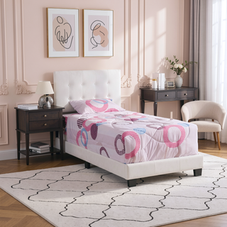 Sunvega Twin Bed Frame in Crisp White for Compact Living Areas