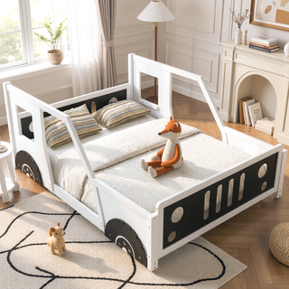 Sunvega Twin Size Blue Classic Car-Shaped Platform Bed with Wheels