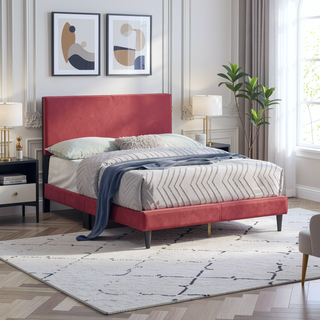 Sunvega White Faux Leather Upholstered Queen Bed with Adjustable Headboard