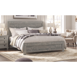 Sunvega Gray Finish Full Size Panel Bed with Headboard and Footboard