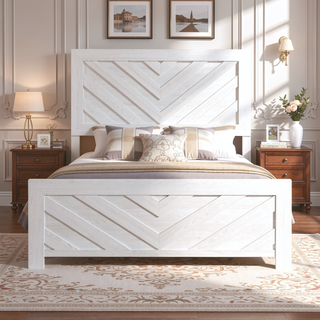 Sunvega Natural Finish Full Bed with Headboard Footboard and Rails