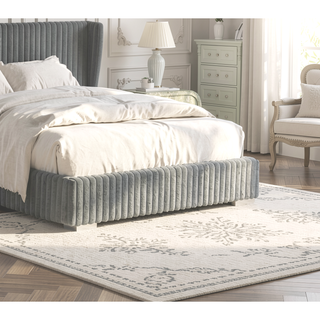 Sunvega Contemporary White Fur Chenille Fabric Mattress Ready Queen Size Bed