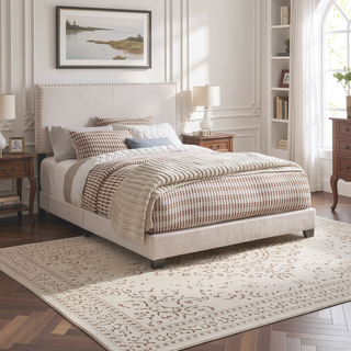 Sunvega Full Bed with Nailhead Trim and Solid Wood Legs in Modern Black Finish
