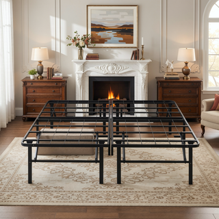 Sunvega Heavy Duty Steel Slat King Size Metal Platform Folding Bed Frame