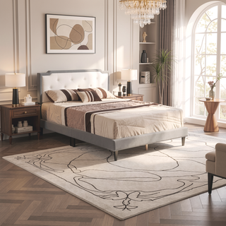 Sunvega Stylish Casual Gray Queen Bed Frame with Durable Support