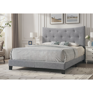 Sunvega Queen Bed with Upholstered Headboard and Low-Profile Footboard