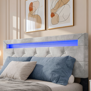 Sunvega Full Size Upholstered Platform Bed Frame with Headboard and USB Charging