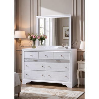 Sunvega Seven Drawer Wood Dresser with Spacious Storage for Bedroom