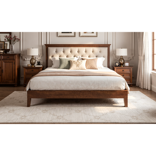 Sunvega King Platform Bed with 28-Slat Dual-Zone System in Brown