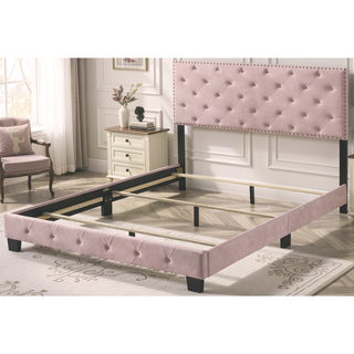 Sunvega Bold Pink Transitional King Bed for Comfortable Nightly Support