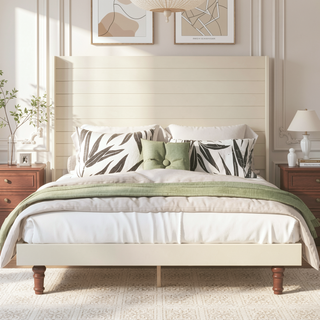 Sunvega Stylish High Headboard Bed with 54 Inch Design for Reading and Relaxing
