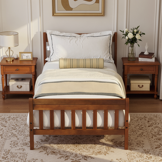 Sunvega Twin Sleigh Bed Frame with Headboard and Footboard for Living Room