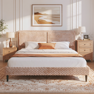 Sunvega Plush Soft Bed with Dual-Zone Backrest for Bedroom, Queen Size