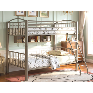 Sunvega Contemporary Metallic Gold Twin Over Twin Full Metal Bunk Bed with Movable Ladder