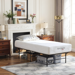 Sunvega Black Powder Coated Steel Folding Queen Mattress Support Frame for Guests