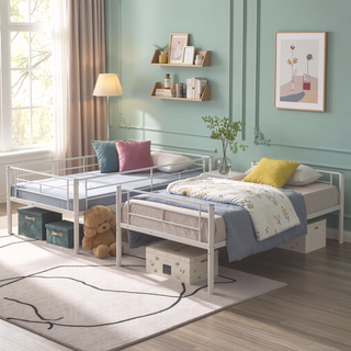 Sunvega Metal Bunk Bed with Trundle for Modern Space Saving Bedroom