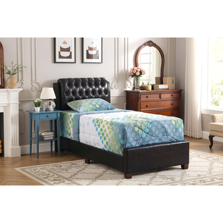 Sunvega Modern Dark Brown Twin Bed with Durable Construction for Bedroom