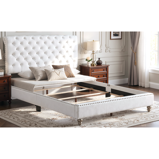 Sunvega Transitional White Full Bed Frame with Durable Build for Bedroom