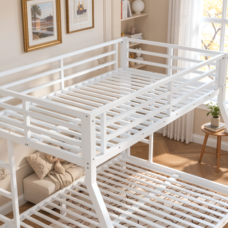 Sunvega Metal Full over Full Bunk Bed for Teens and Adults with Noise Reduction and Storage