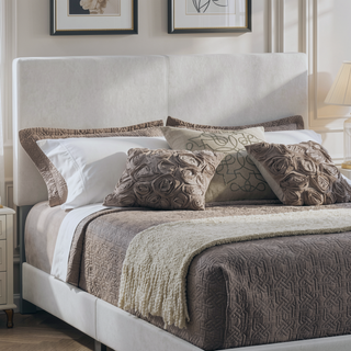 Sunvega Low Profile Leatherette Upholstered Twin Panel Bed with Stitched Details