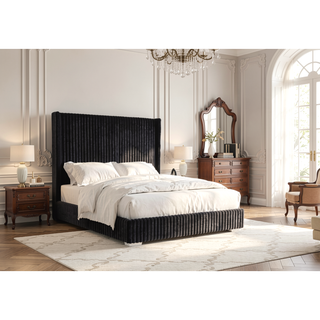 Sunvega Contemporary White Fur Chenille Fabric Mattress Ready Queen Size Bed
