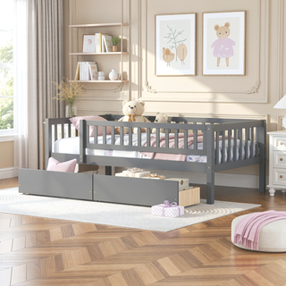 Sunvega Twin Size Daybed with Two Drawers Made of Solid Pine Wood