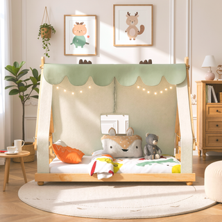 Sunvega Twin Size House Bed with Detachable Tent and Light for Cozy Naps