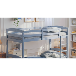 Sunvega Twin Over Twin Bunk Bed with Arch Slat Design in Gray Finish