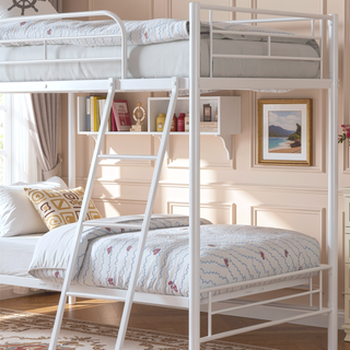 Sunvega Contemporary Style Twin Loft Bed With Open Area Underneath Metal Frame