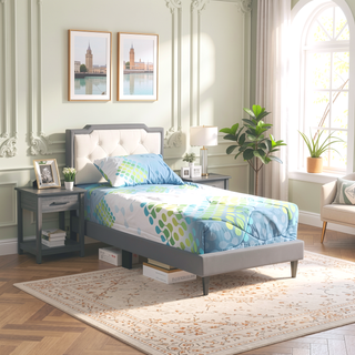 Sunvega Twin Bed Frame in Crisp White for Compact Living Areas
