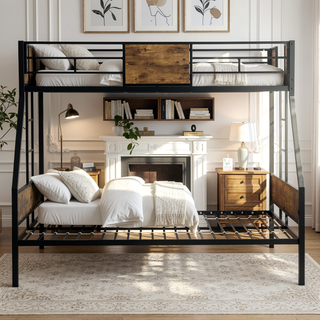 Sunvega Modern Metal Bunk Bed Frame with Strong Steel Structure for Bedroom