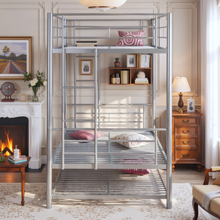 Sunvega Metal Bunk Bed with Trundle for Modern Space Saving Bedroom
