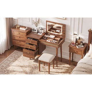 Sunvega Queen Size Wooden Platform Bed with Natural Rattan Headboard and Wooden Slat Support