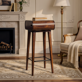 Sunvega Solid Mango Wood Mini Foldable Vanity Table with Mirror and Drawer