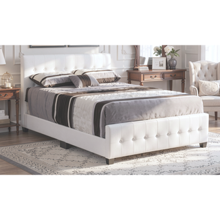 Sunvega Elegant Transitional Queen Bed in White with Chic Finish and Sturdy Build