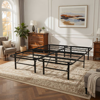 Sunvega Heavy-Duty Steel Platform Foundation with Tool-Free Assembly for Queen Bed