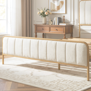 Sunvega Upholstered Queen Bed Frame with Tufted Headboard and Soft Fabric