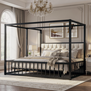 Sunvega Twin Size Modern Low-Profile Floor Bed Frame with Multi-Sided Fence Guardrails