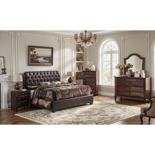 Sunvega Elegant Dark Brown Full Bed Frame with Contemporary Design for Bedroom