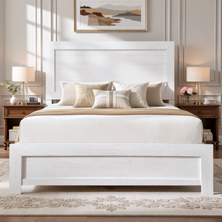 Sunvega Natural Finish Full Bed with Headboard Footboard and Rails