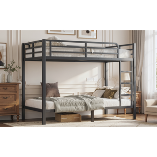 Sunvega Metal Full over Full Bunk Bed for Teens and Adults with Noise Reduction and Storage