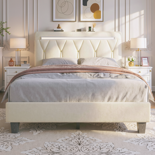 Sunvega Queen Size LED Bed Frame with RGB Ambiance & Charging Hub