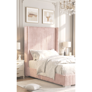 Sunvega Contemporary White Fur Chenille Fabric Mattress Ready Queen Size Bed