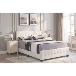 Sunvega Elegant Transitional Queen Bed in White with Chic Finish and Sturdy Build